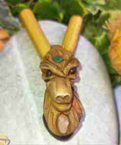 Kuripe Bambu WOLF Totem Amulett mit Steinen, mächtigen